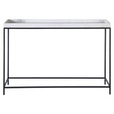 Vanz White Marle Top and Gunmetal Iron Finish Console Table